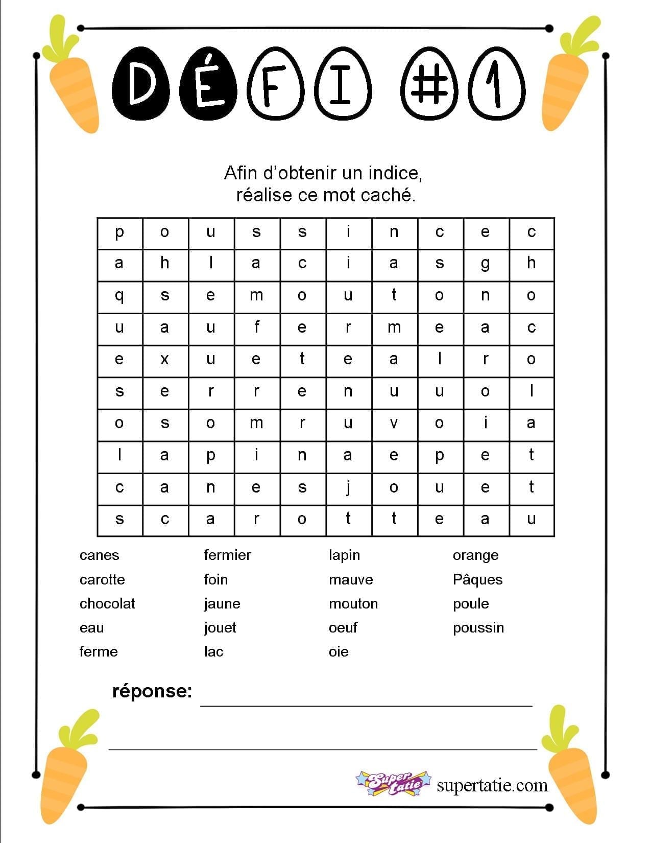 défi mot caché Super Tatie