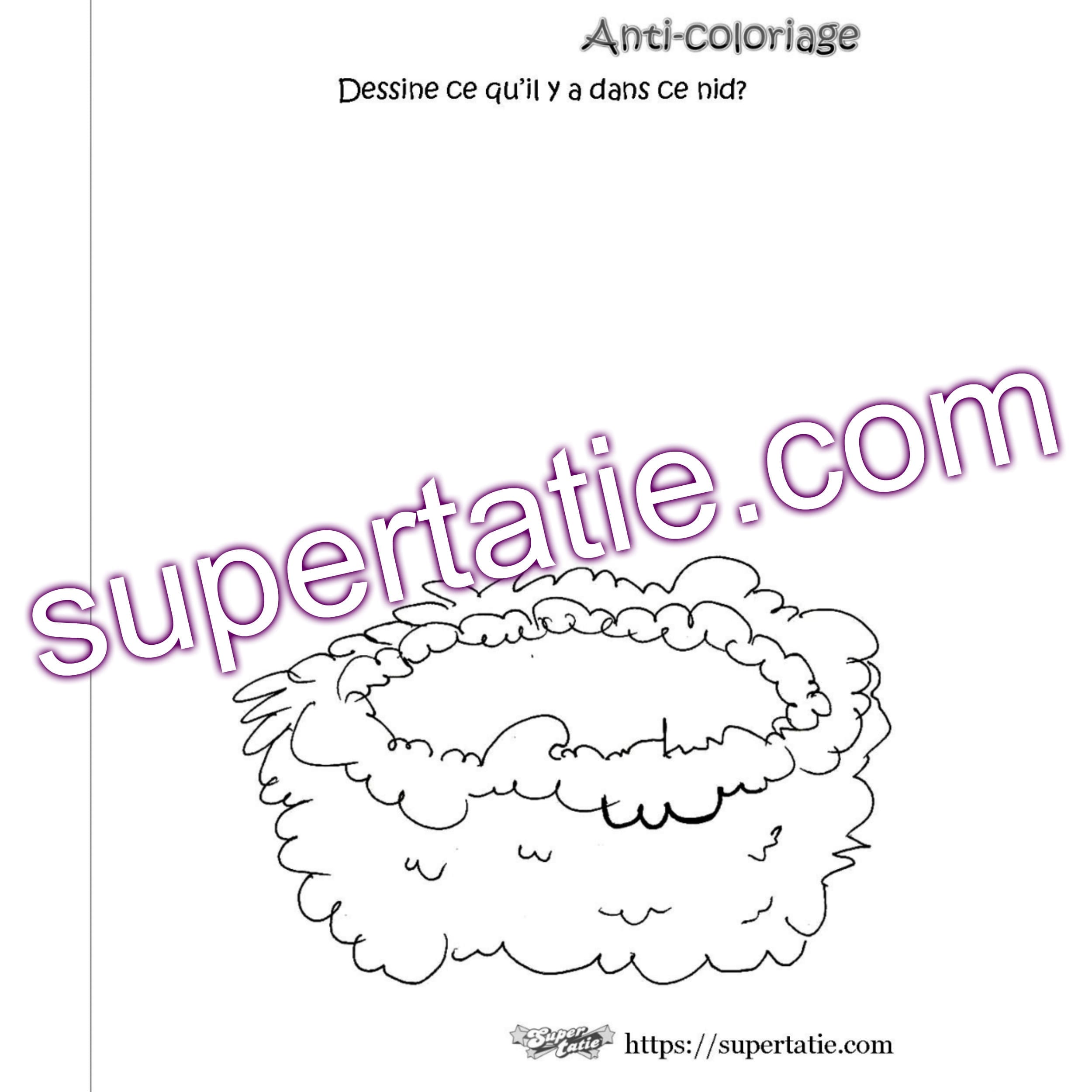 Anti coloriage Nid d oiseau PDF