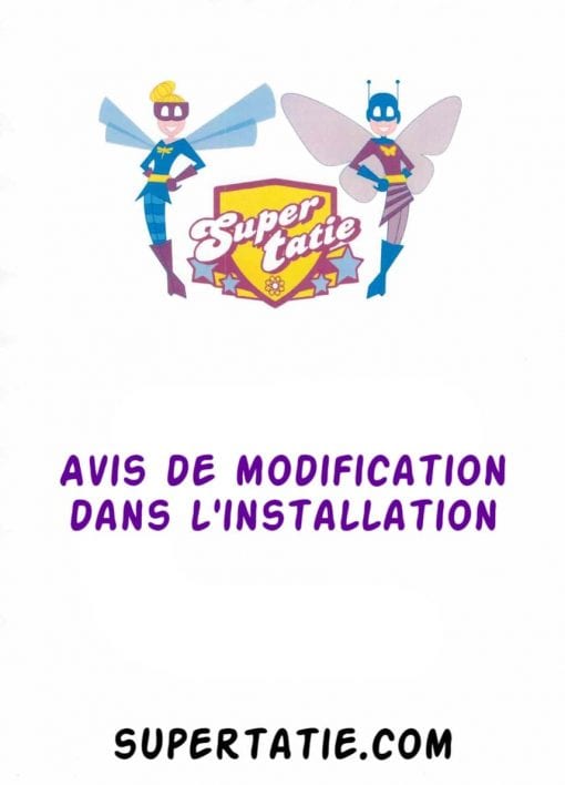 Avis de modification dans l'installation