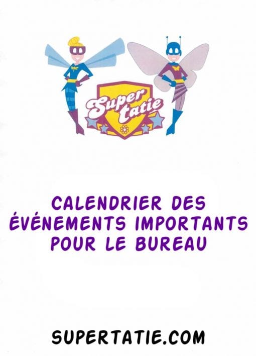 Calendrier des événements importants pour le bureau