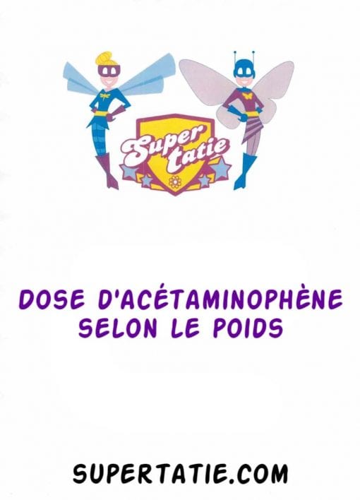 Dose d'acétaminophène selon le poids