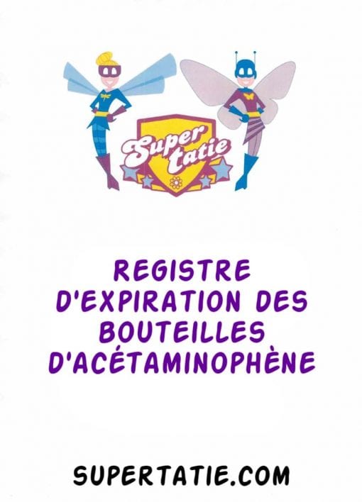 Registre d'expiration des bouteilles d'acétaminophène